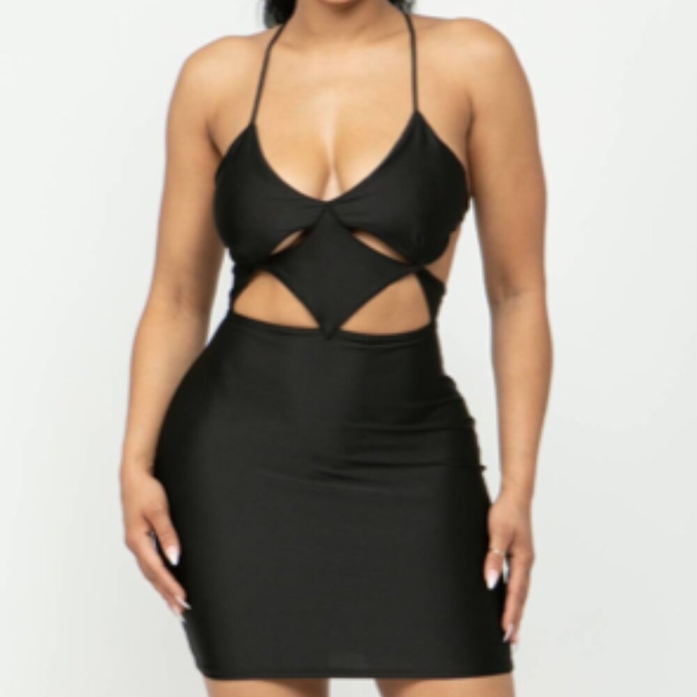 Black Cut out Mini Dress